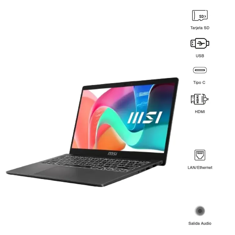 Portatil MSI Modern 14 F13M0 Intel i7-1355U RAM 16GB SSD 512 14″ Pulgadas