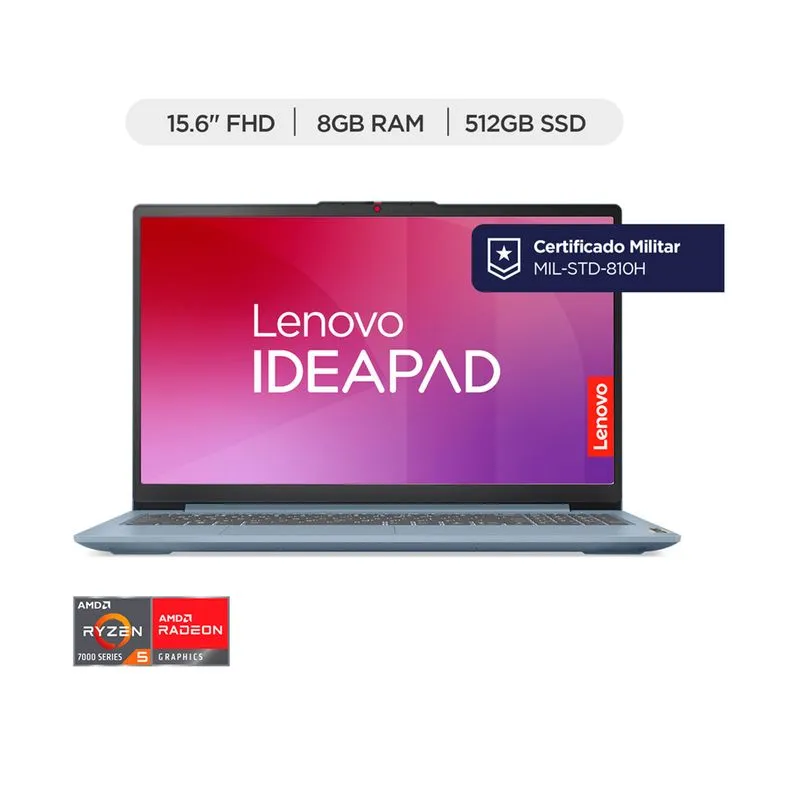 Portátil LENOVO IdeaPad Slim 3 15AMN8 Ryzen 5 7500U 8GB RAM 512GB SSD 15.6″ Pulgadas