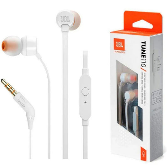 Audífonos JBL T110 Blancos Originales con Micrófono 3.5mm