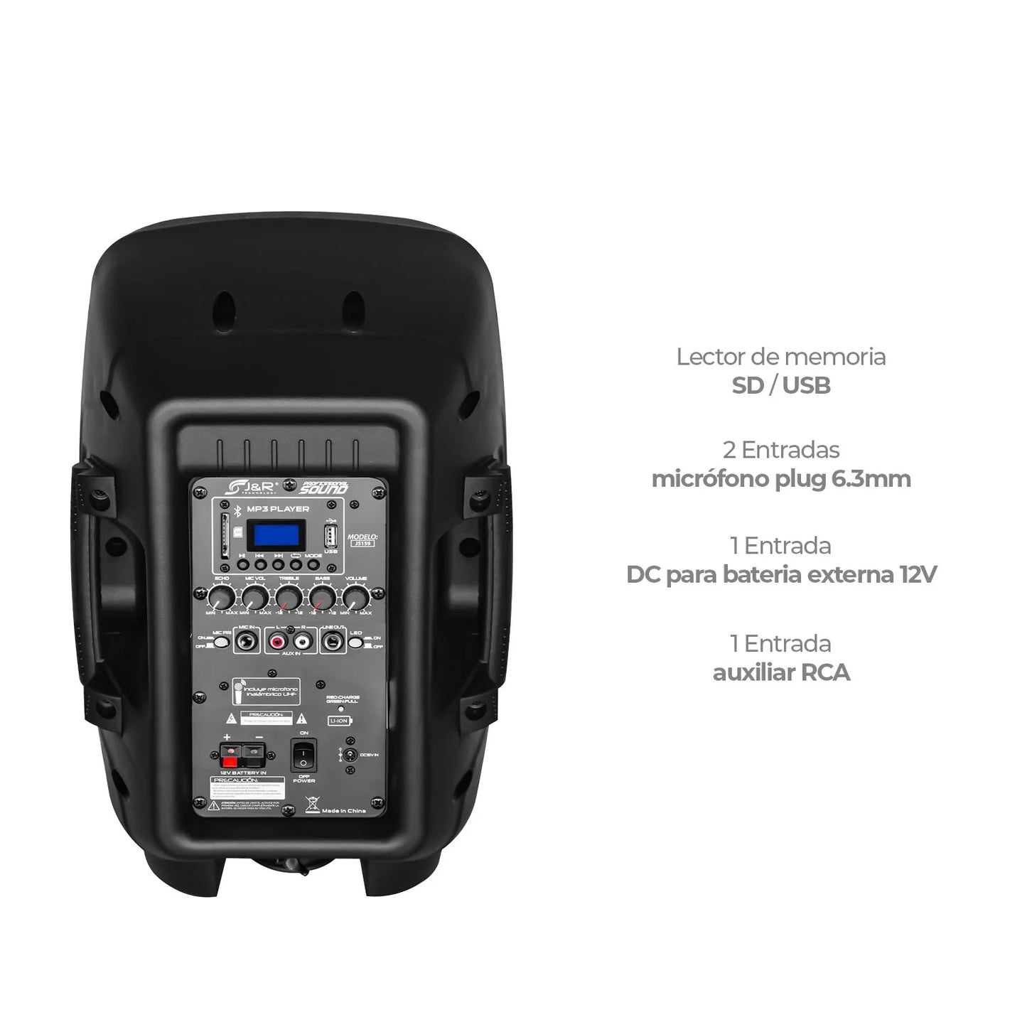 CABINA ACTIVA RECARGABLE J5159 AMPLIFICADA DE 8" DE 80W