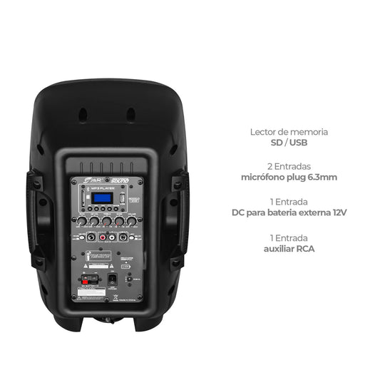 CABINA ACTIVA RECARGABLE J5159 AMPLIFICADA DE 8" DE 80W