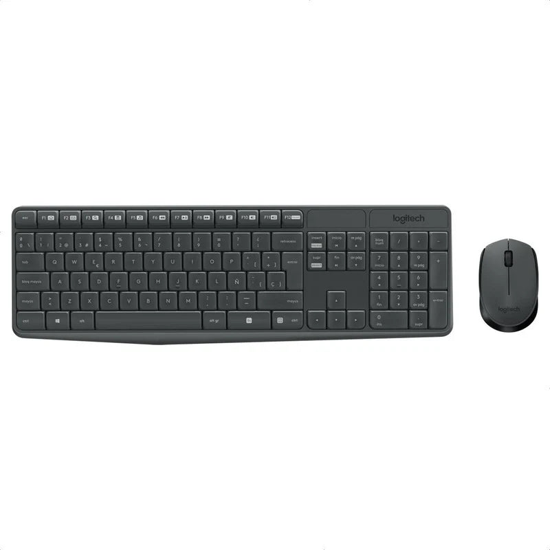 Combo Inalámbrico Logitech MK235 Teclado Multimedia y Mouse Ambidiestro - Gris