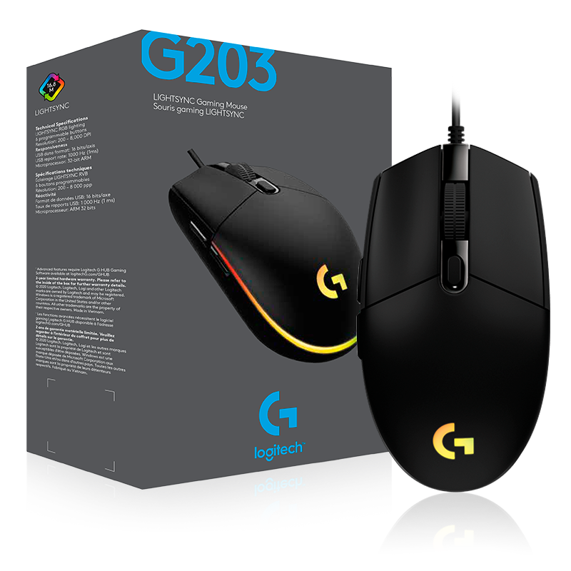 MOUSE GAMING LOGITECH G203 BLANCO LIGHTSYNC