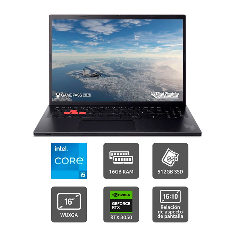 Portatil Gamer ACER NL16-71G Intel 5 210H RAM 16GB 512GB SSD RTX 3050 16 Pulgadas